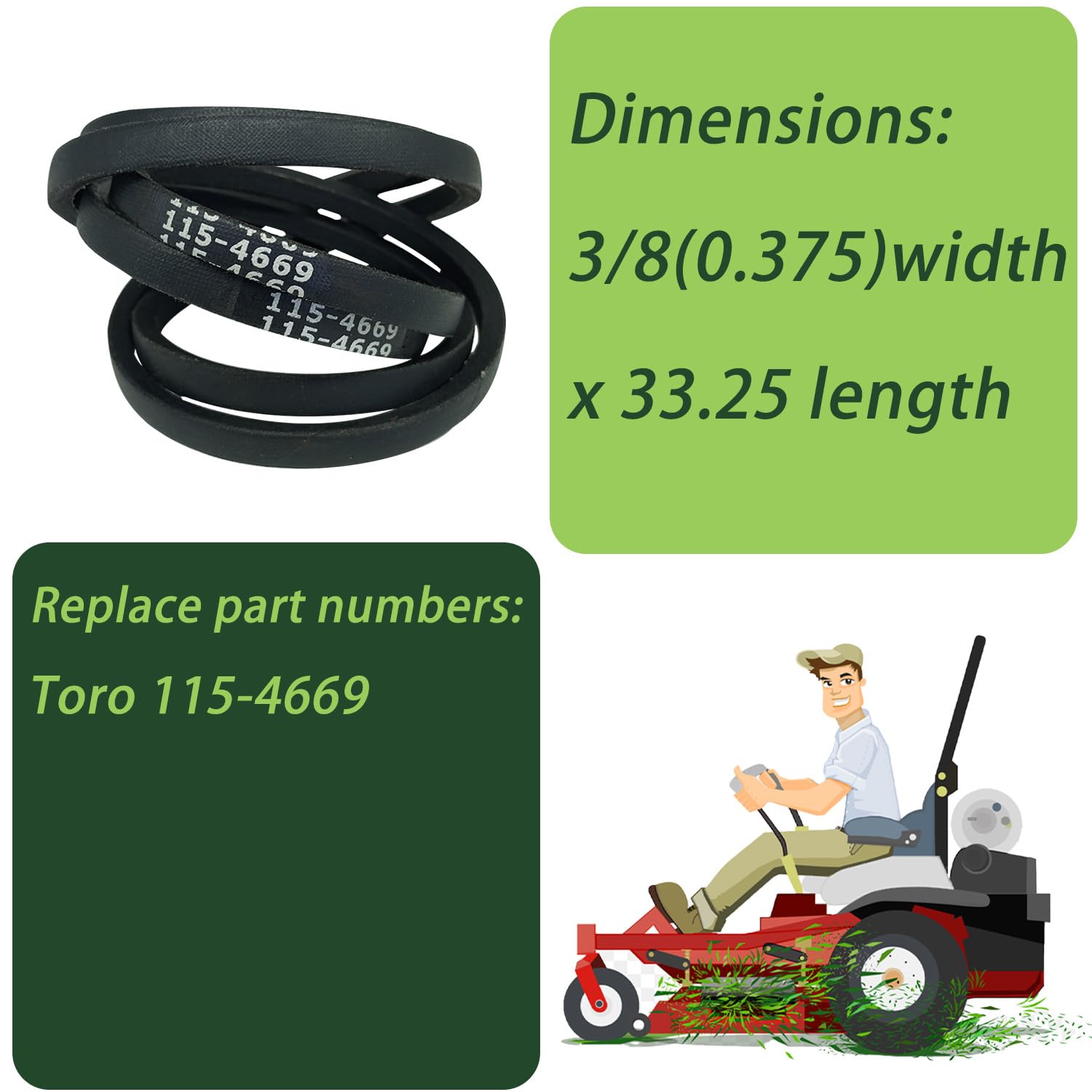 Amazon.com : Jzenol Mower Drive Belt 115-4669 3/8